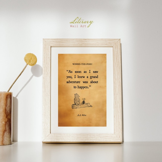 Winnie The Pooh Quote Poster "Grand Adventure About To Happen" Vintage Parchment