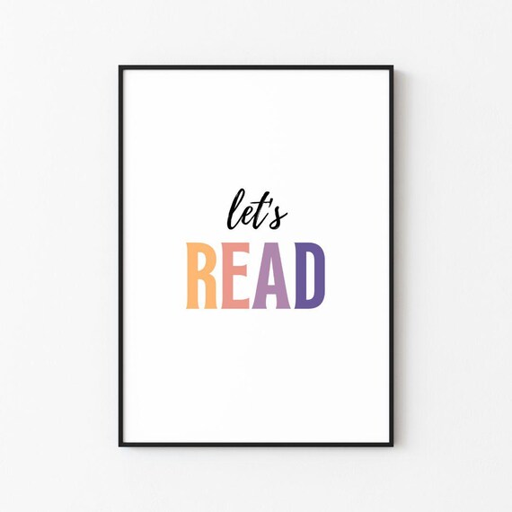 Lets Read Pastel Rainbow Letters Nursery Kids Room Decor Poster