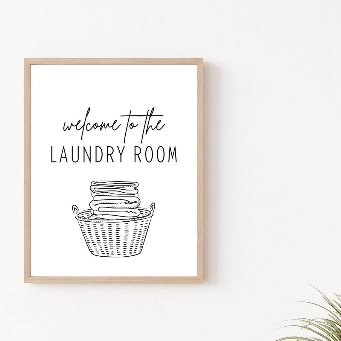 Welcome to the Laundry Room Script Laundry Basket Line Art Poster - Image 2