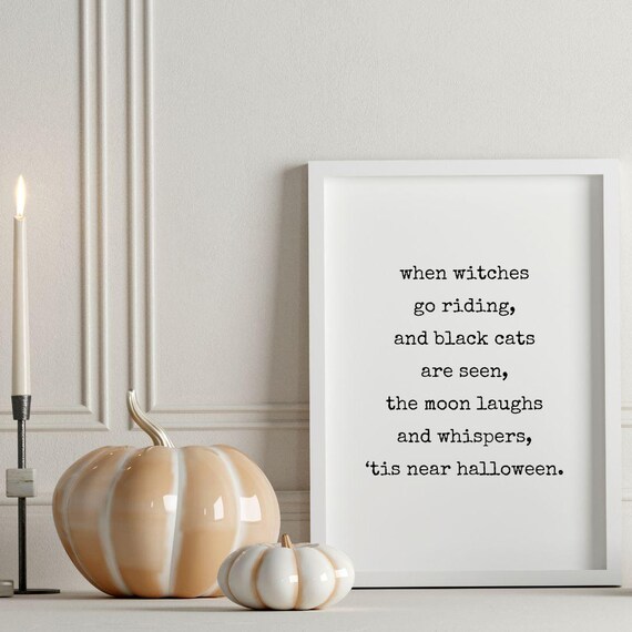 Witches Go Riding Black Cats Typewriter Halloween Poem Poster