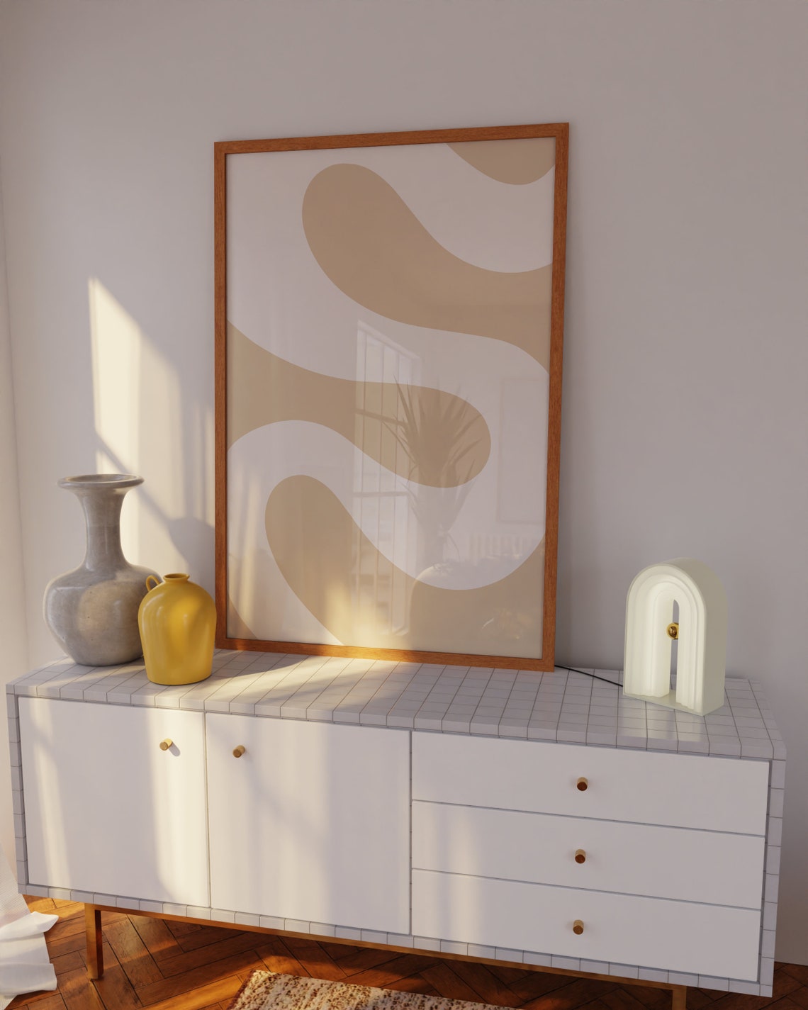 Sand Beige Wavy Curves Abstract Warm Minimalist Wall Decor Poster - Image 4