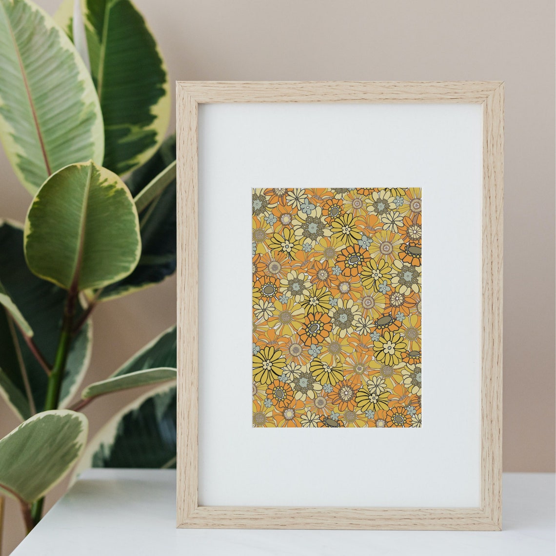 70s Retro Floral Pattern, Wall Art Print - Image 3
