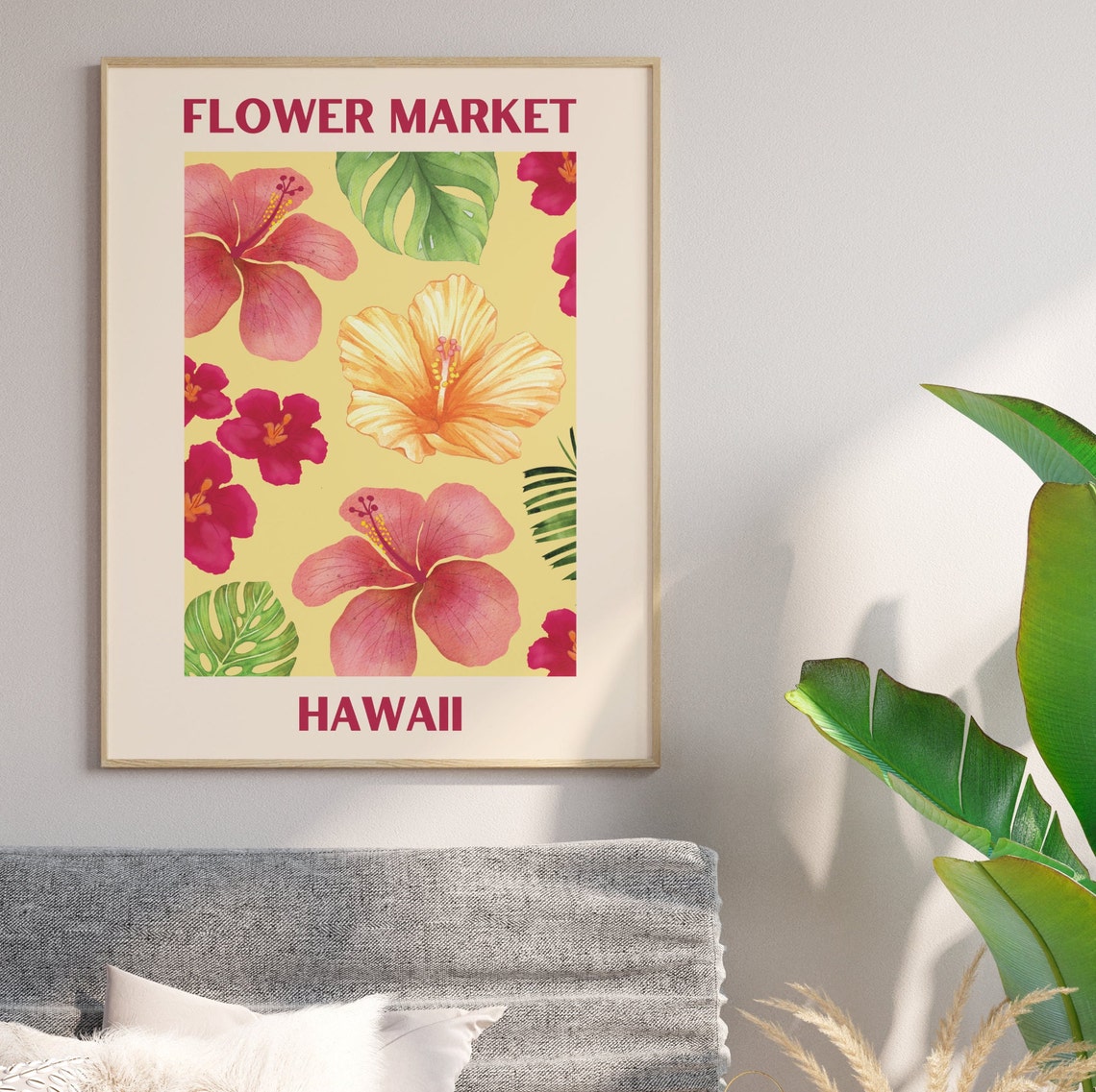 Flower Market Hawaii Print Flower Market Wall Art Flower Market Wall Art Floral Wall Art Pink Flowers Wall Art Print - Image 4