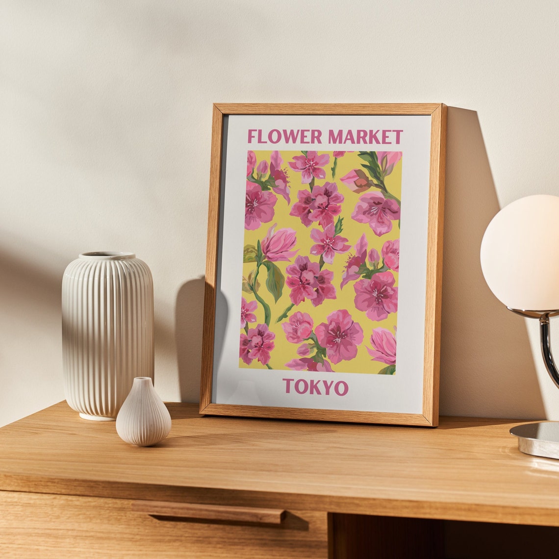 Flower Market Tokyo Print Flower Market Wall Art Flower Market Cherry Blossoms Print Colorful Abstract Floral Wall Art - Image 5
