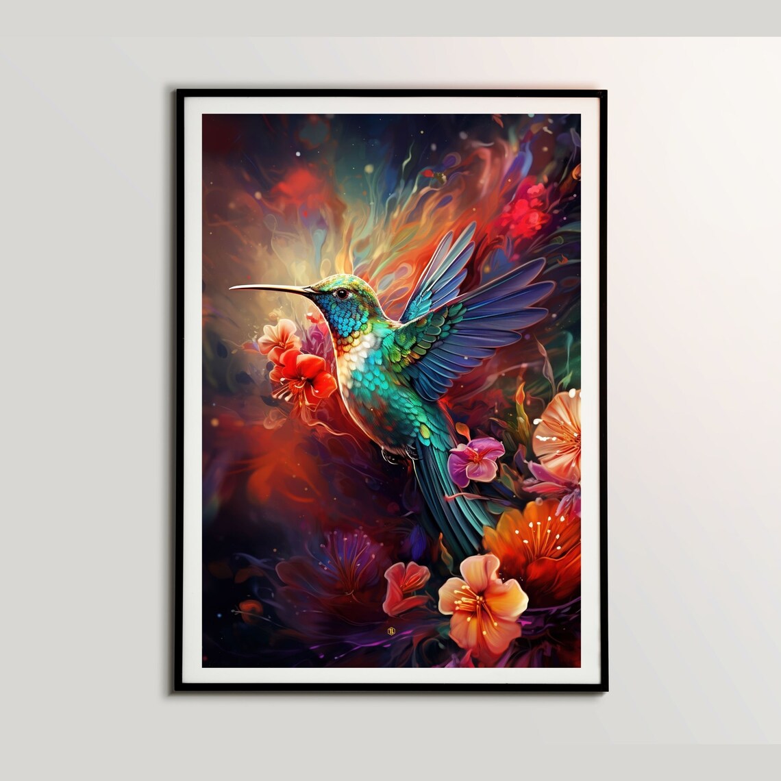 Hummingbird Animal Wall Art Print, Office Decor