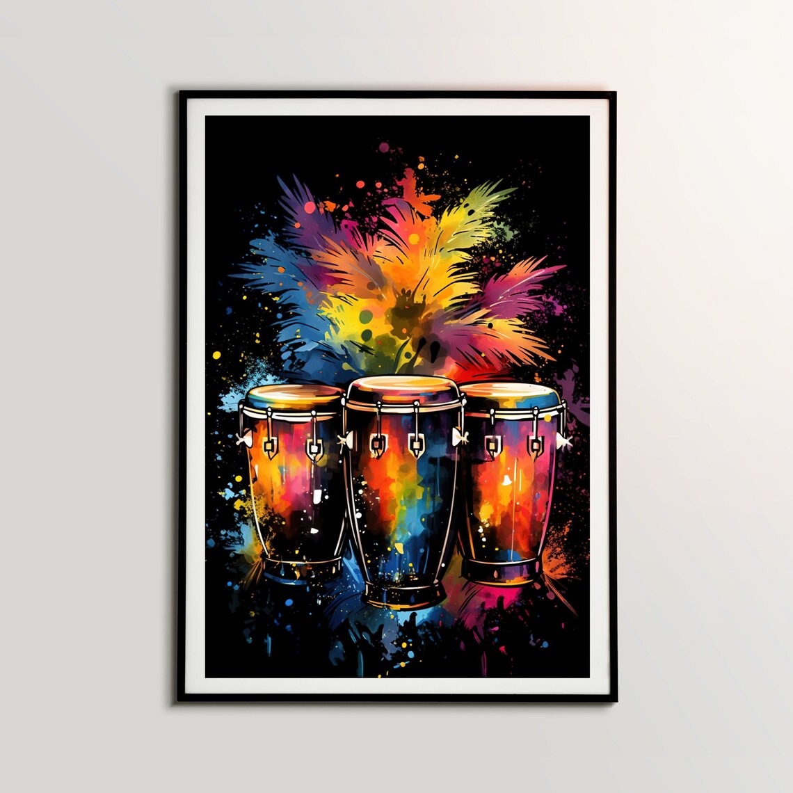 Conga Drums Poster, Musical Instrument Studio Decor