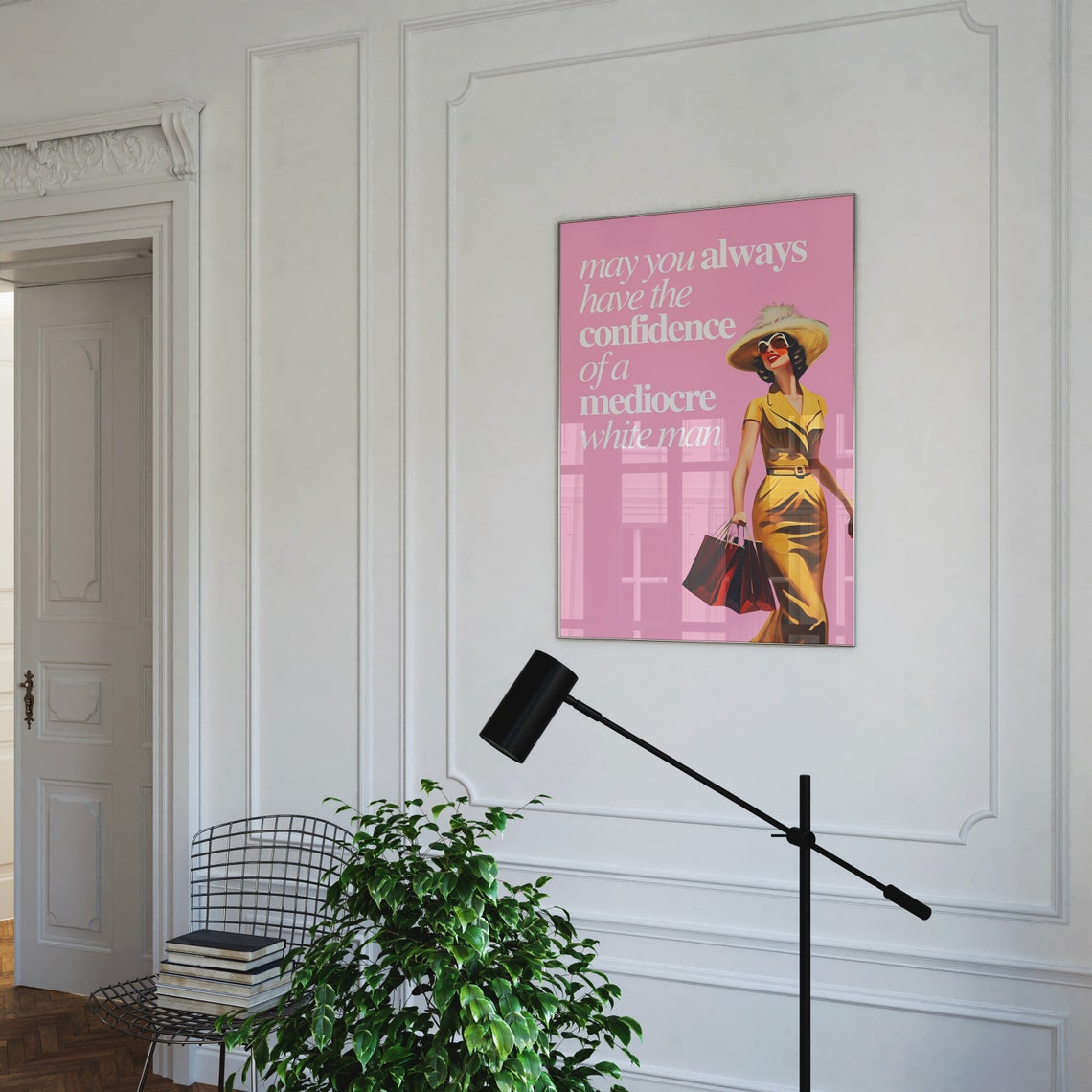 Confidence Of A Mediocre White Man Pink Retro Woman Funny Poster - Image 2
