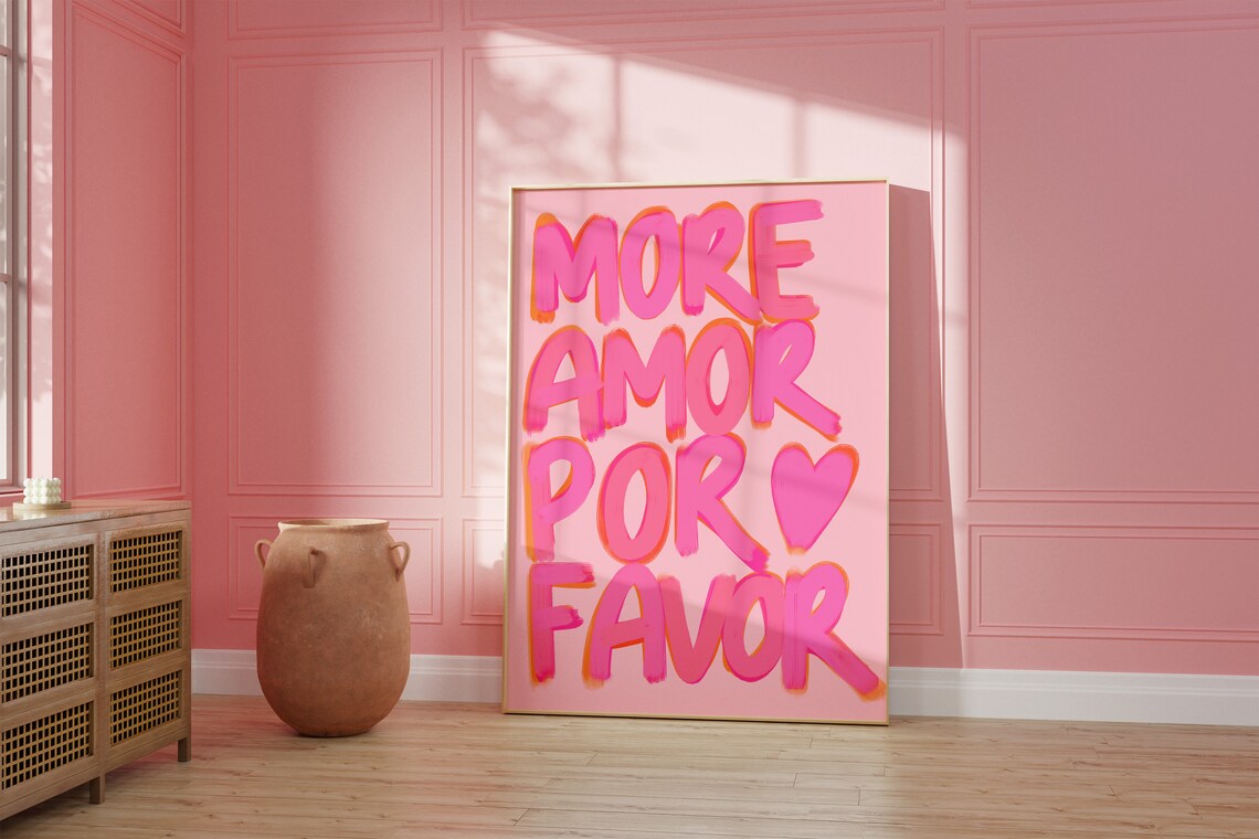 More Amor Por Favor Pink Quote Art Print - Image 4