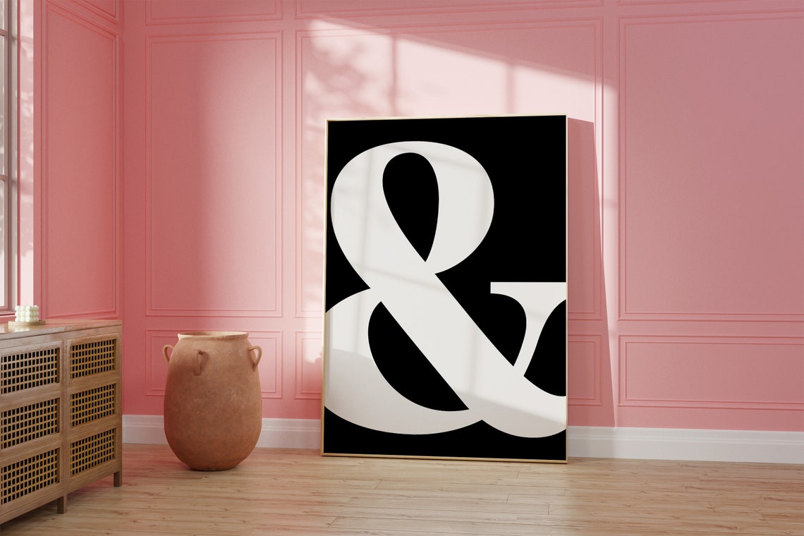 Ampersand Typography Giant Cream Symbol Black Minimalist Poster - Image 3