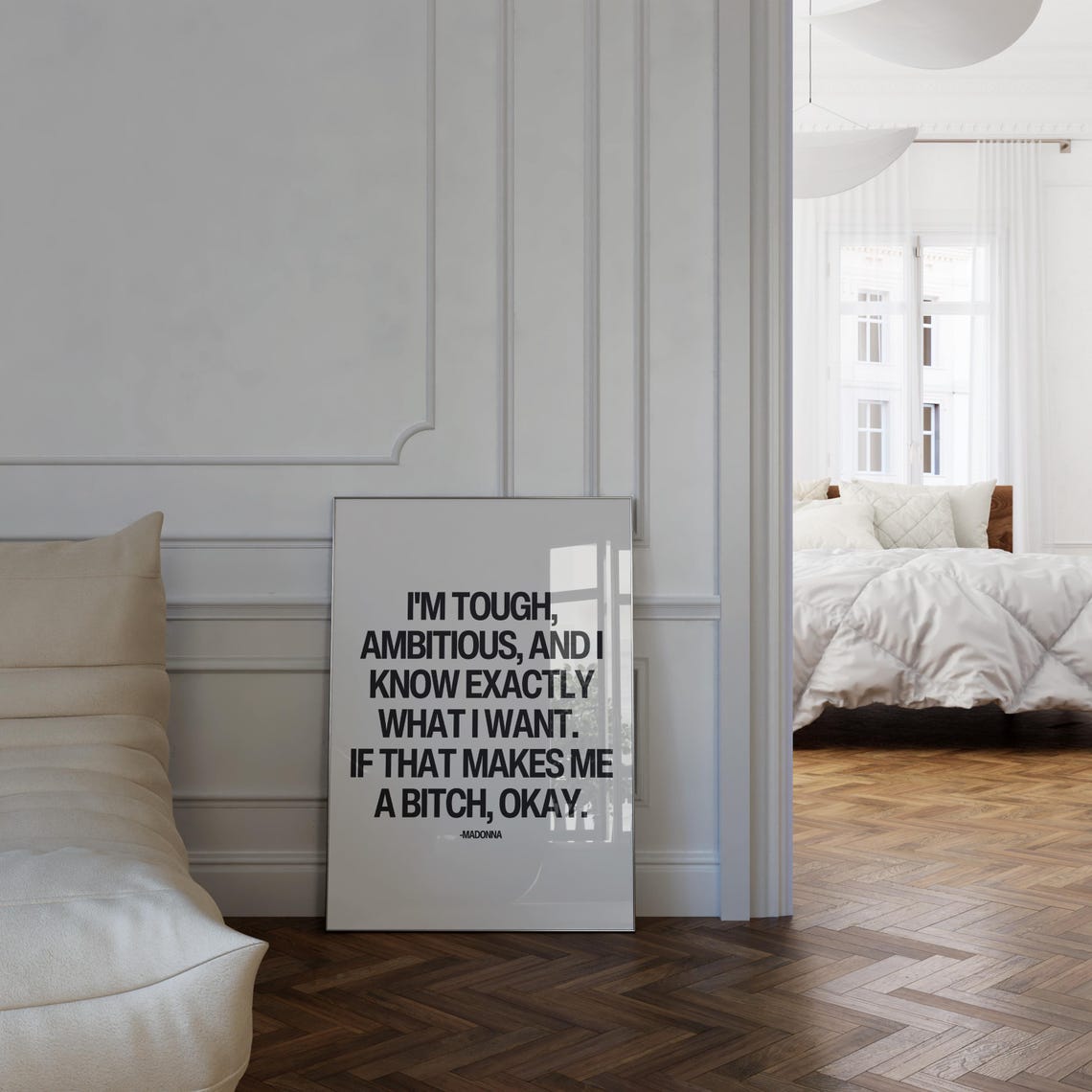 Madonna I'm Tough Ambitious Feminist Quote Black White Poster - Image 3