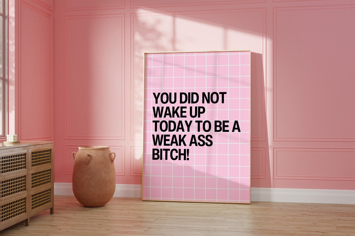 Bold Sassy Pink Grid Typography Motivational Quote Wall Poster - Image 2