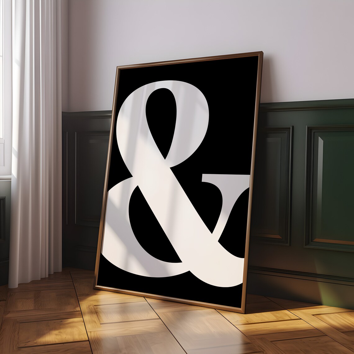 Ampersand Typography Giant Cream Symbol Black Minimalist Poster - Image 2