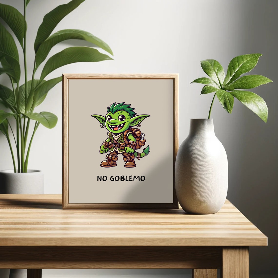 No Goblemo Cute Green Goblin Fantasy Game Adventurer Wall Poster - Image 2