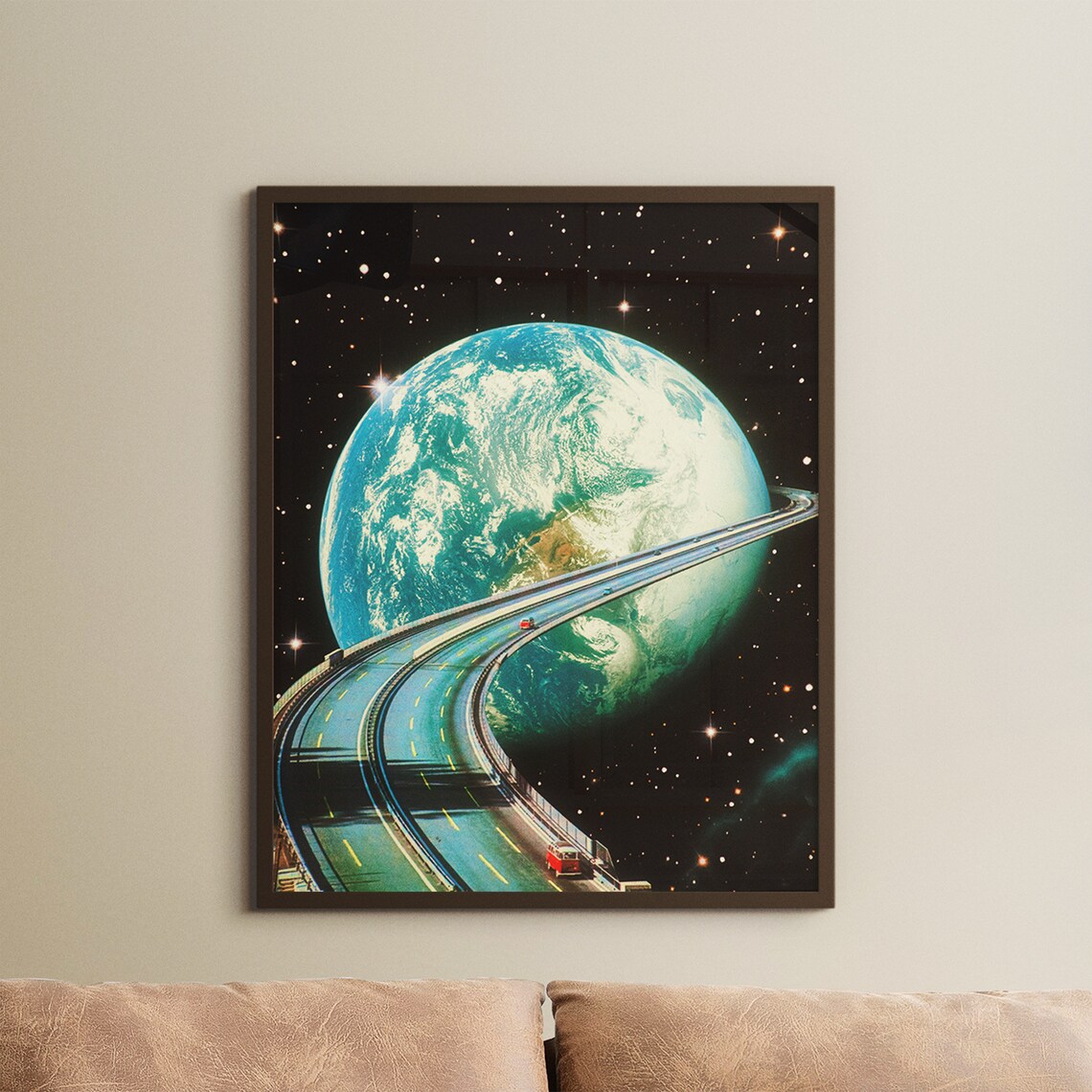 Highway Home Sci-Fi Poster, Retro Space Collage - Image 2