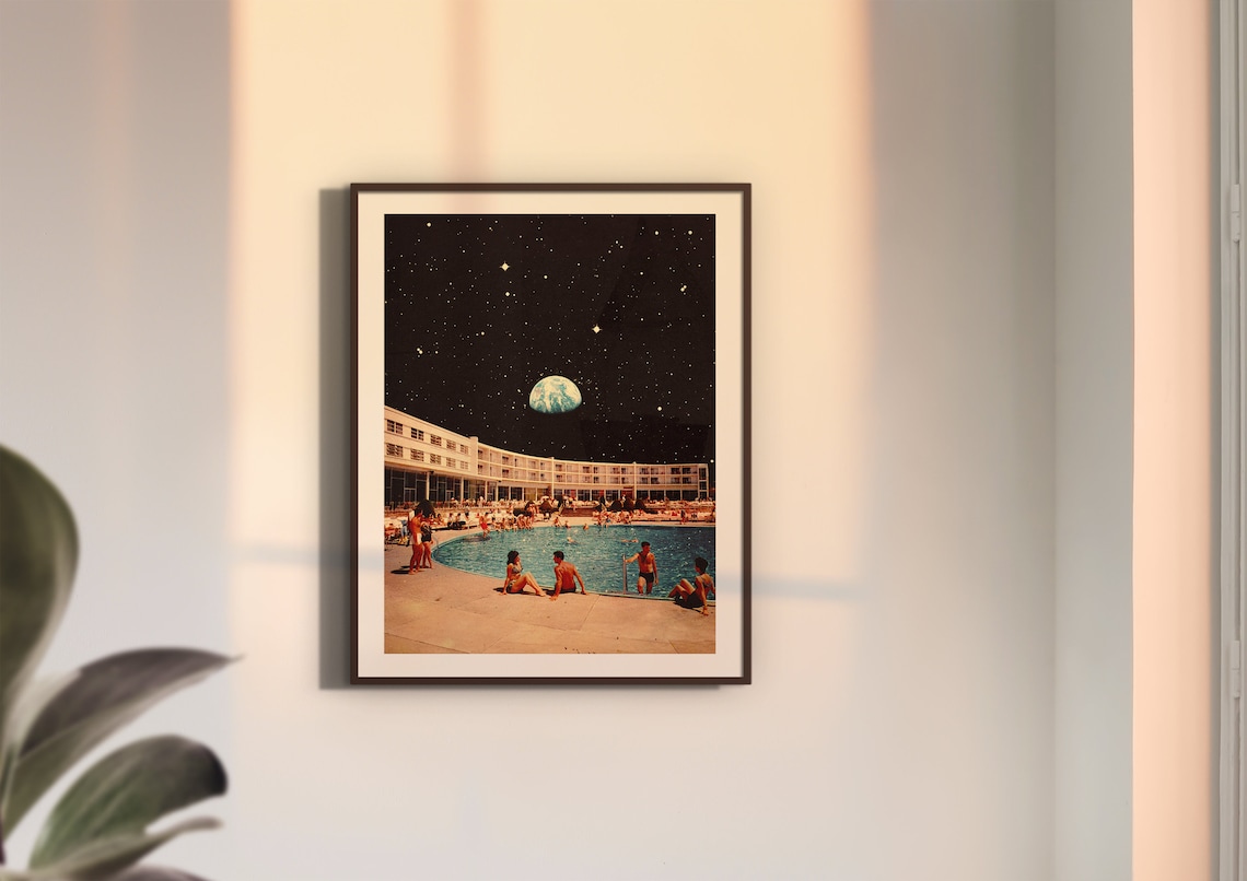 Lunar Pool 2 Retro Futuristic Space Adventure Art Print - Image 3