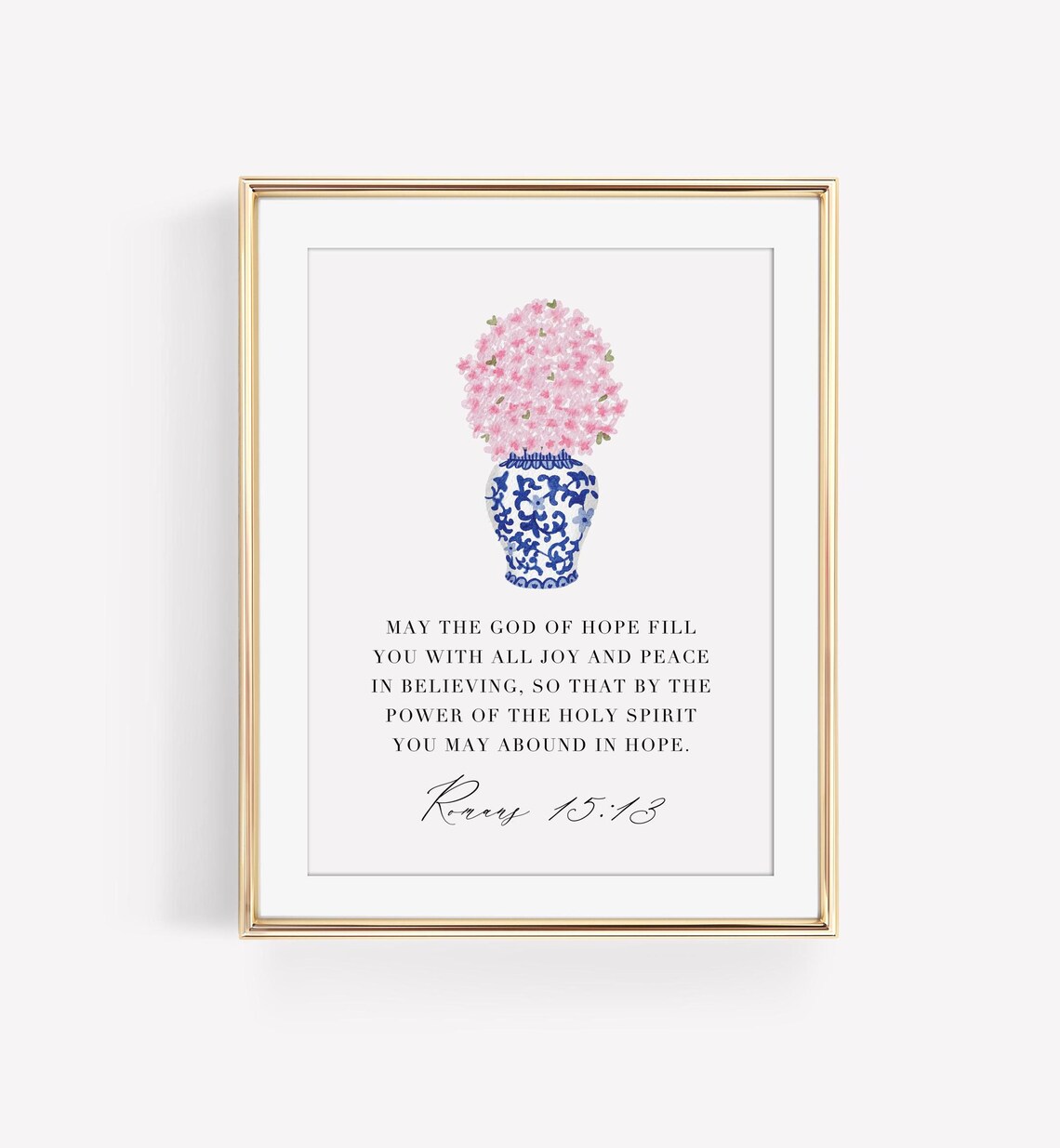 Watercolor Cherry Blossom In Ginger Jar, Art Print