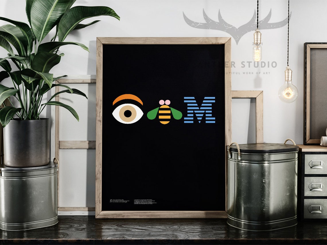 Paul Rand IBM Eye Bee Em Rebus Mid Century Graphic Design Poster - Image 2
