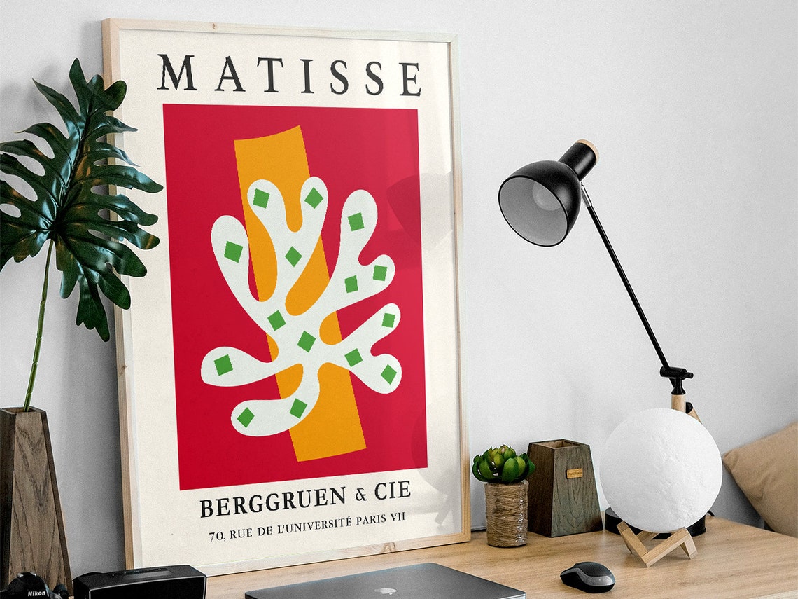 Henri Matisse White Coral Cutout Red Orange Paris Gallery Poster - Image 3