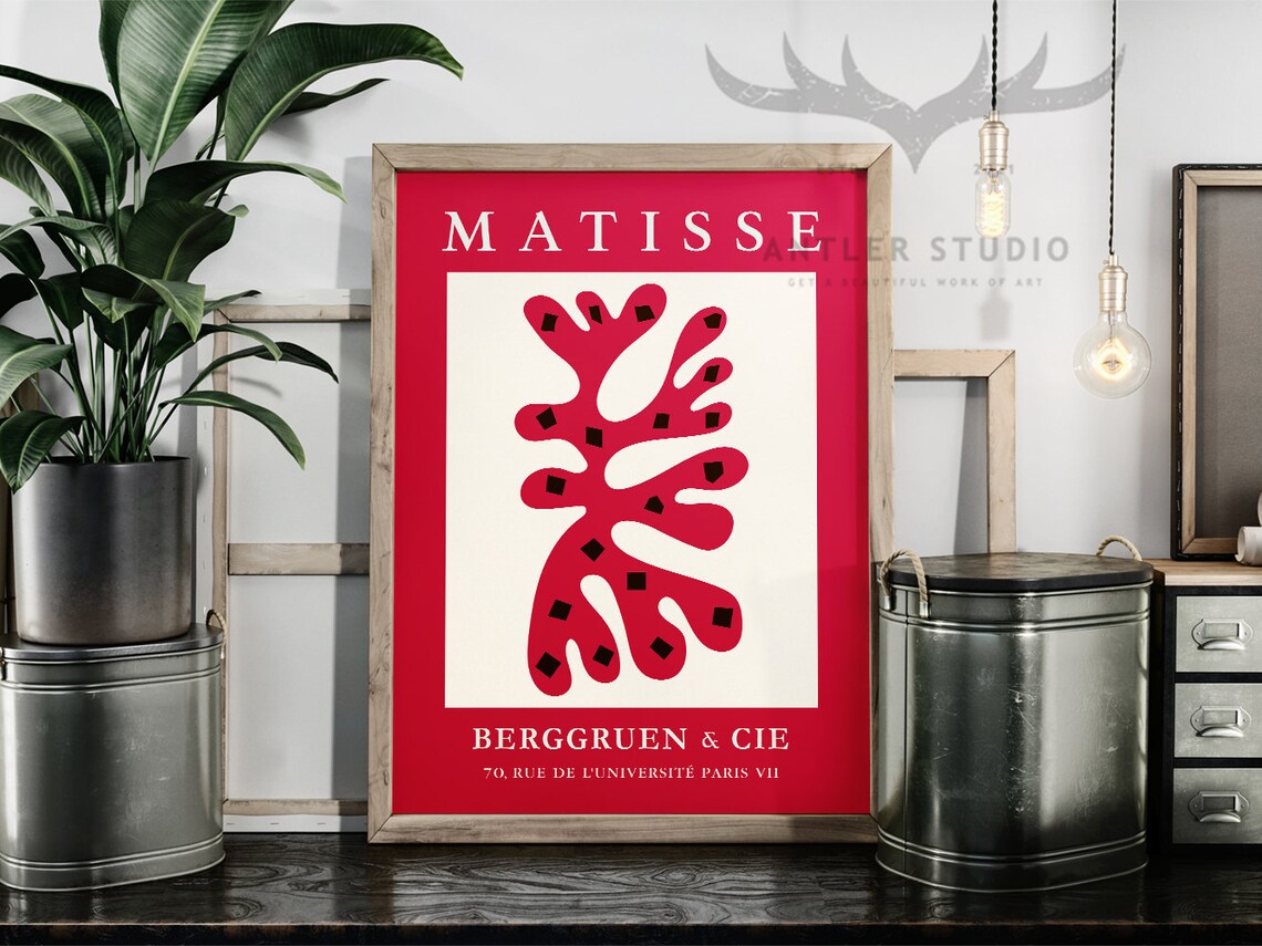 Henri Matisse Red Coral Cutout Berggruen Paris Exhibition Poster - Image 2