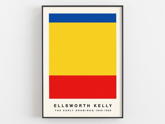 Ellsworth Kelly Exhibition Poster Blue Yellow Red Print Abstract Wall Art Vintage Color Field Design Geometric Decor Minimalist Gift