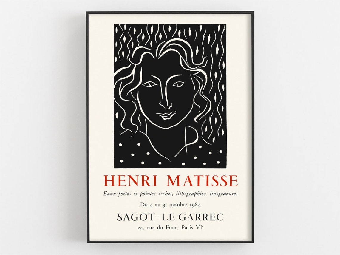 Henri Matisse Primavera Exhibition Poster Chine Colle Linocut Artwork French Museum Wall Art Woman Face Line Drawing Print Artist Gifts