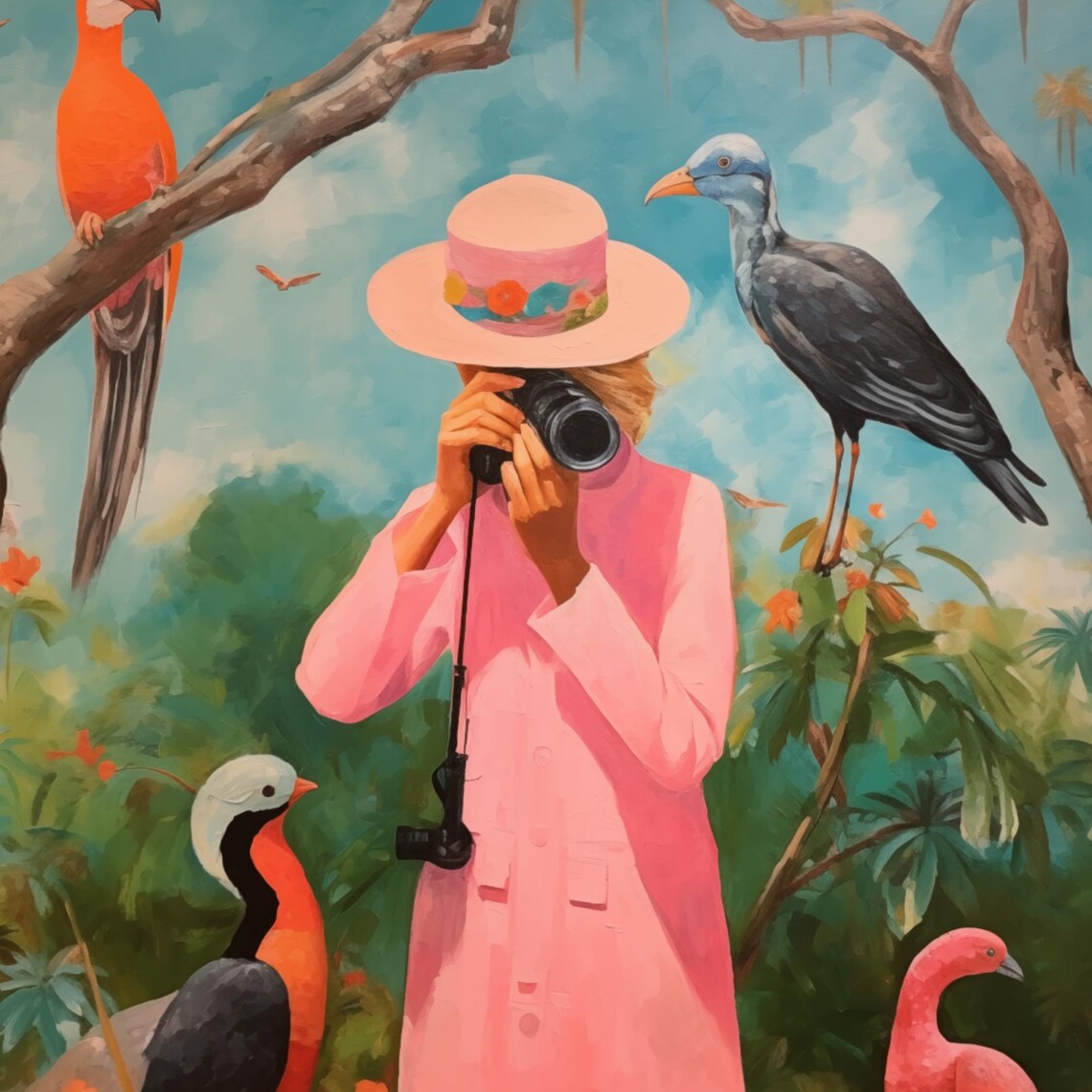 Birdwatcher Whimsical Bird Collection Art Print