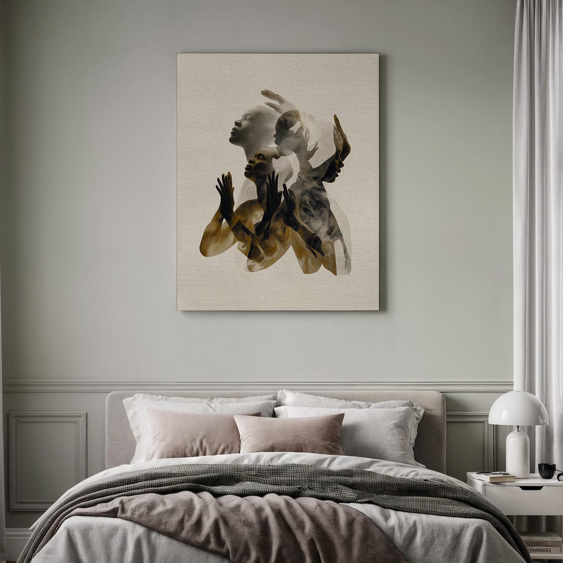 Sepia Abstract Figures Multiple Exposure Human Form Art Poster