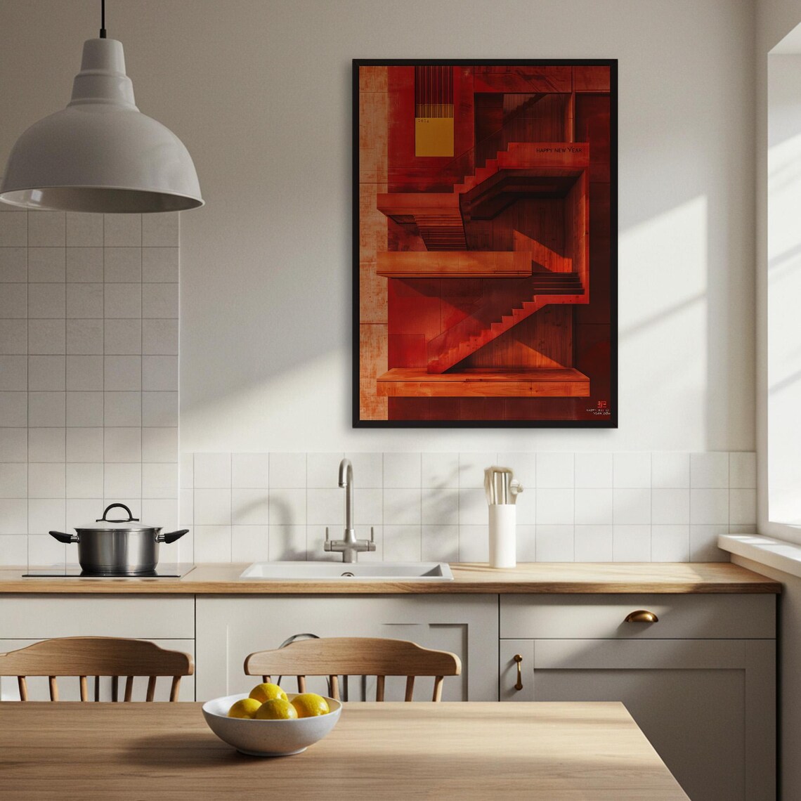 Abstract Stairs Poster Print, Modern Geometric Decor - Image 3