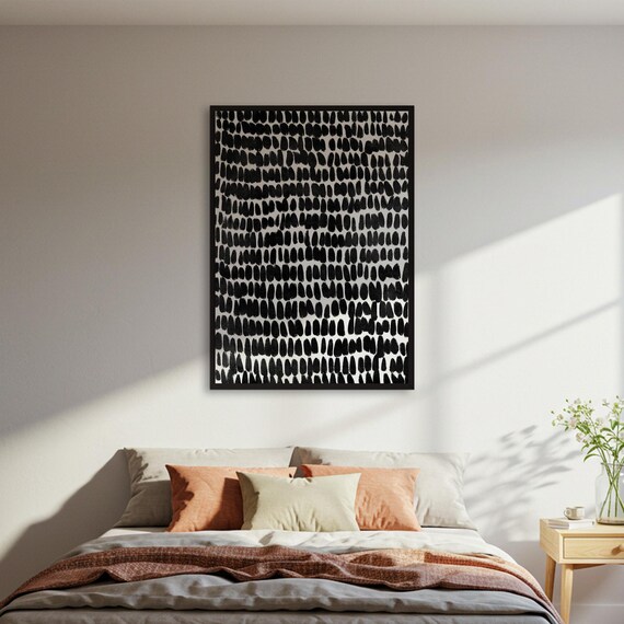 Abstract Brushstroke Poster Minimalist Black White Art Print Modern Pattern Wall Graphic Textured Decor