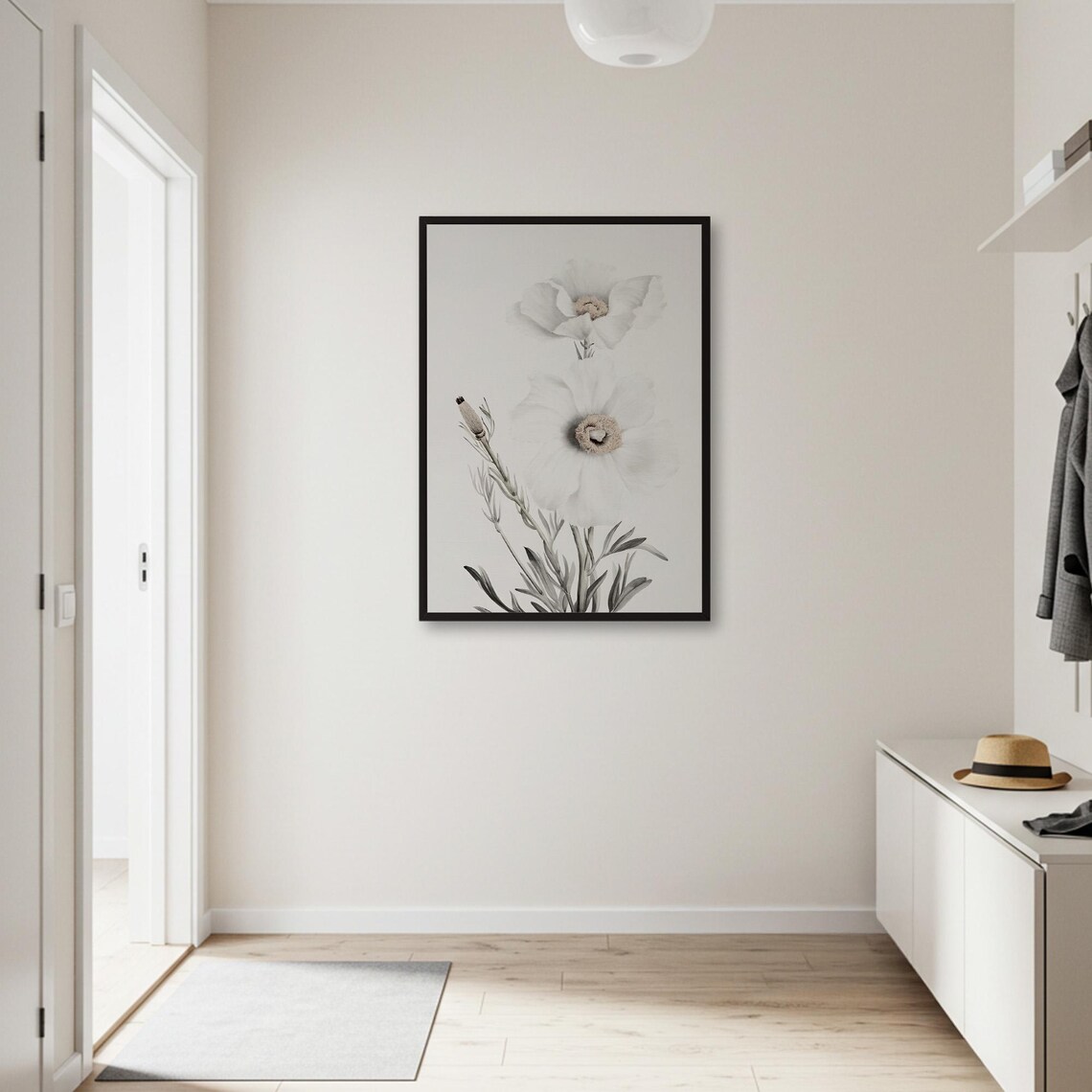 White Flower Botanical Print, Minimalist Decor - Image 2
