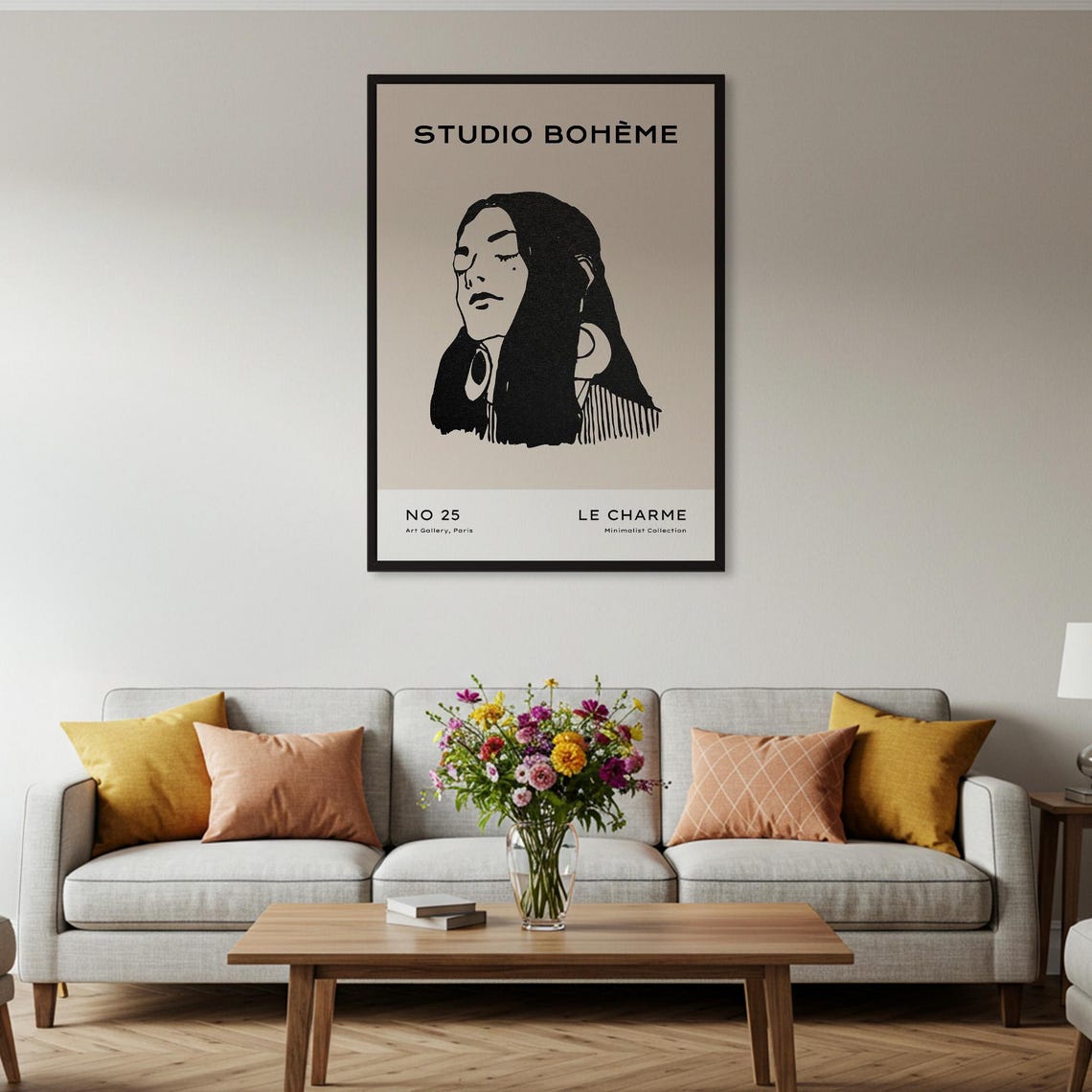 Le Charme Studio Boheme Line Art Woman Portrait Paris Gallery Poster - Image 2
