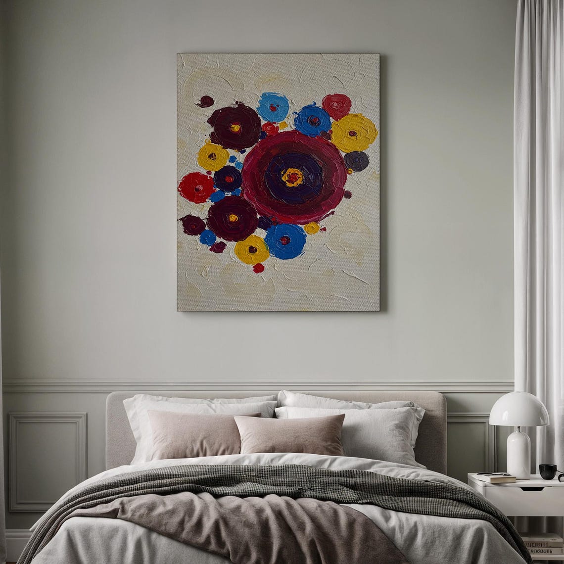 Colorful Dots Circles Impasto Geometric Bold Modern Art Poster