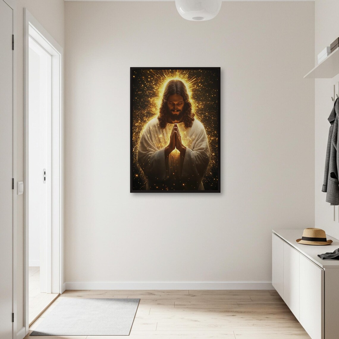 Jesus Praying Painting, Christian Faith Decor - Image 2