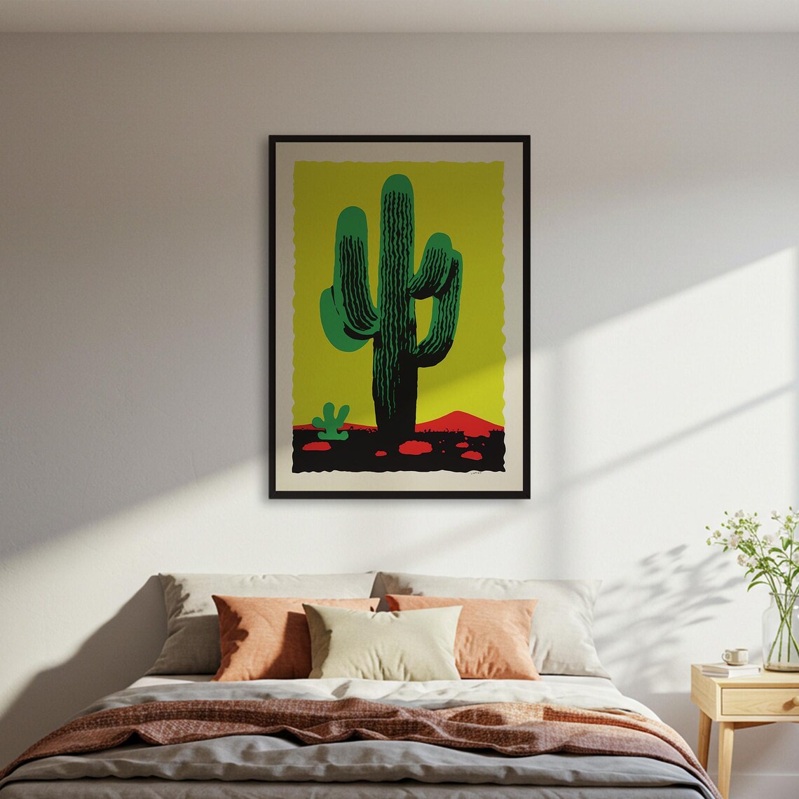 Saguaro Cactus Poster Print, Modern Desert Landscape