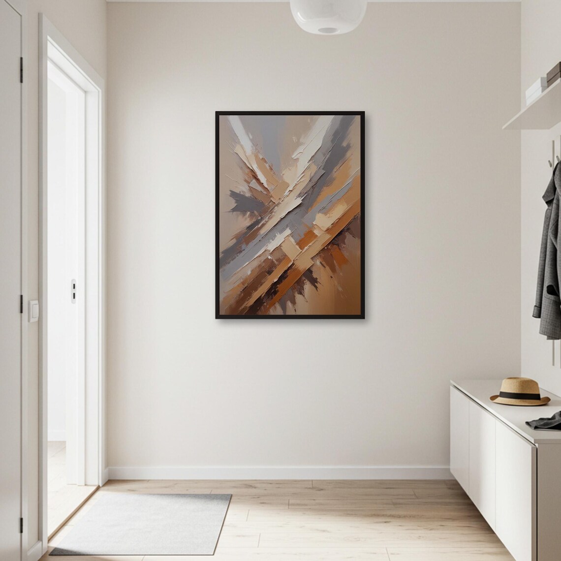 Neutral Earth Tone Textured Abstract Art Print - Image 2