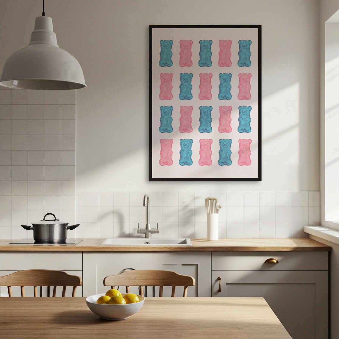 Gummy Bear Poster Print, Pop Art Candy Grid Decor - Image 3