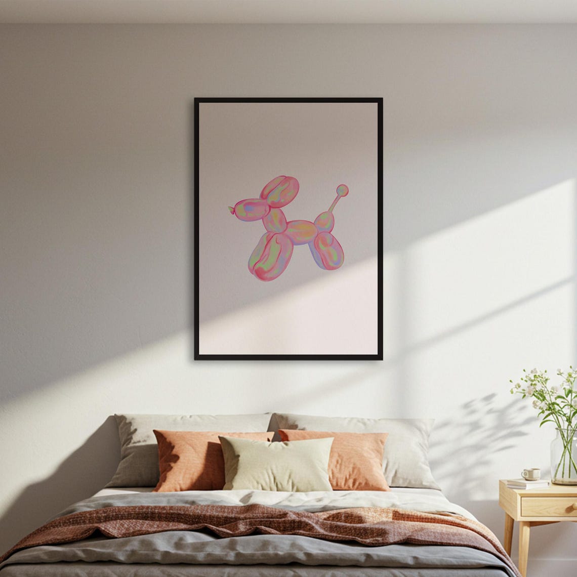 Pink Iridescent Balloon Dog Minimalist Pop Art Nursery Poster