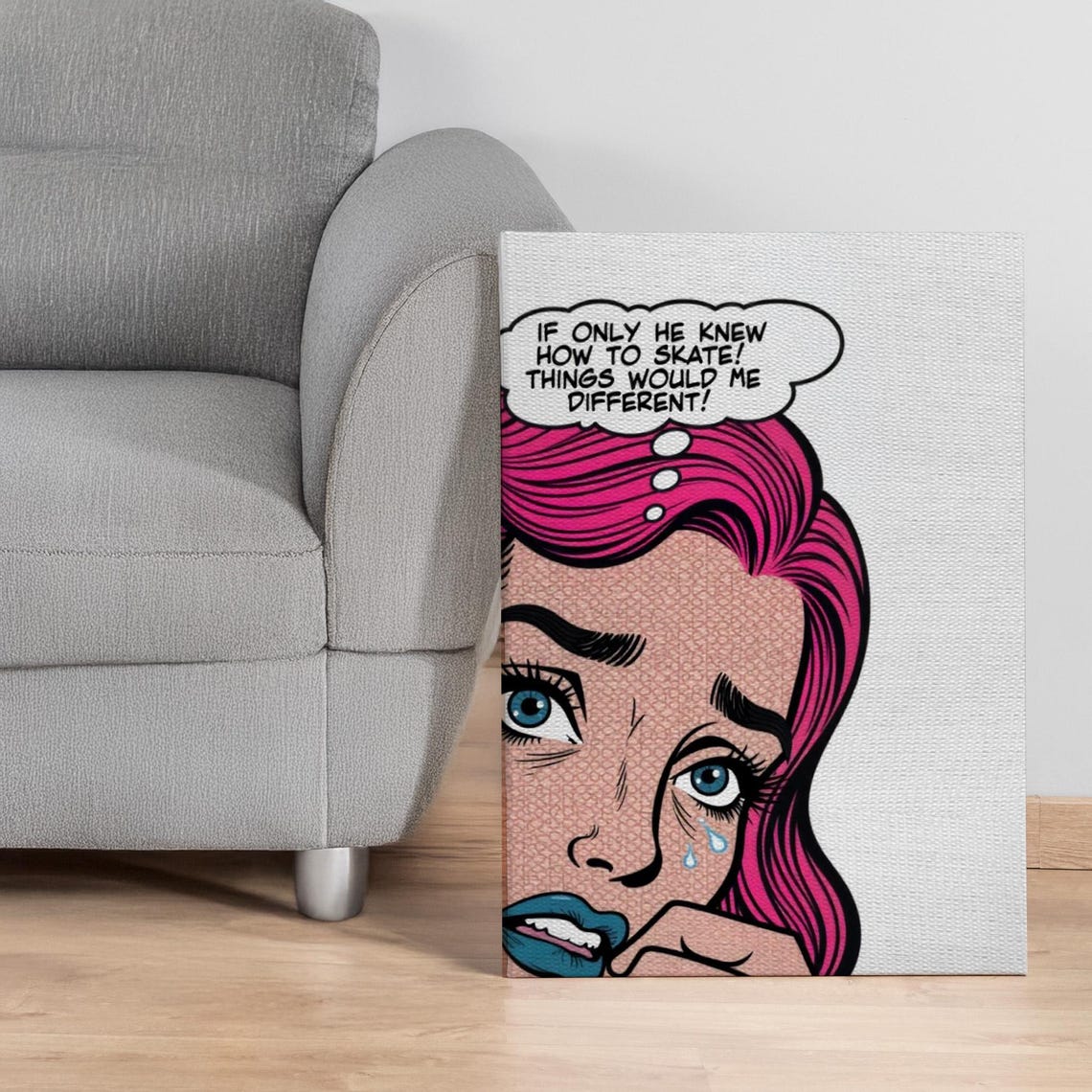 Pop Art Crying Girl Comic Skater Quote Bold Retro Style Poster