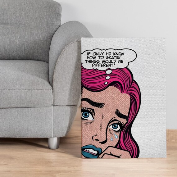 Pop Art Crying Girl Comic Skater Quote Bold Retro Style Poster