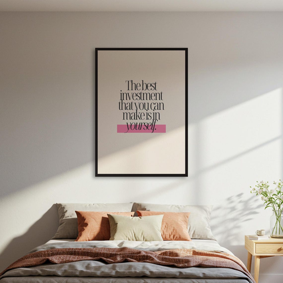 Self Investment Quote Poster Motivational Wall Art Print Inspirational Home Decor Framed Or Unframed Typography Empowerment Gift