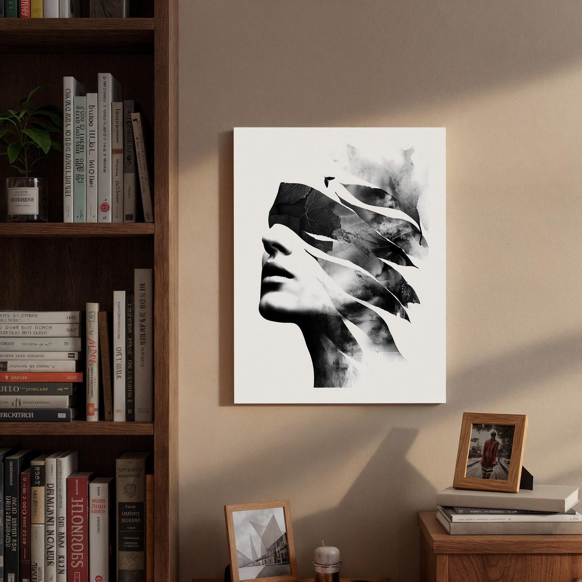 Woman Face Profile Dissolving Into Black Ink Brushstroke Art Poster - Image 3