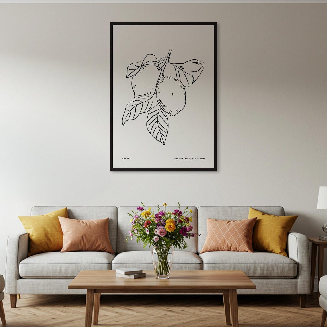 Lemon Branch Line Art Botanical Minimalist Kitchen Decor Poster - Image 2