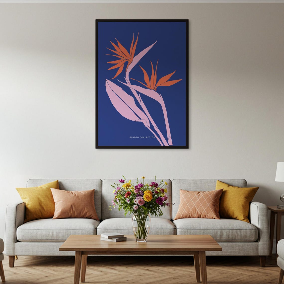 Bird of Paradise Flowers on Navy Blue Botanical Jardin Art Poster - Image 5