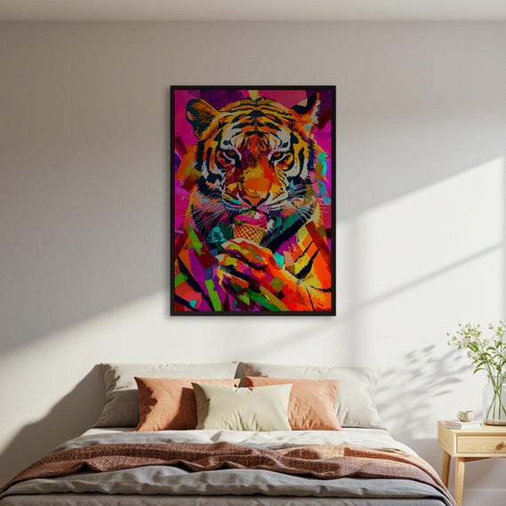 Abstract Tiger With Ice Cream, Modern Abstract Poster