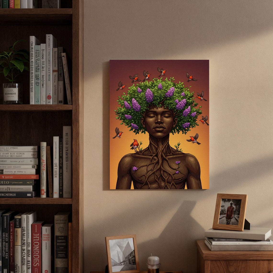 Tree of Life Human Figure Surreal Nature Spirit Sunset Art Poster - Image 3