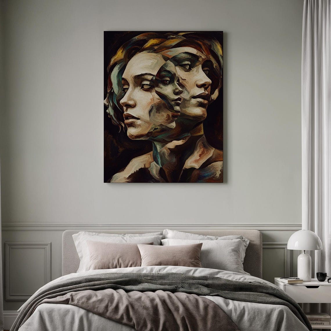 Expressive Face Fragment Vibrant Soul Palette Framed Woman Portrait Dynamic Wall Decor Unique Human Emotion Colorful Display Scene