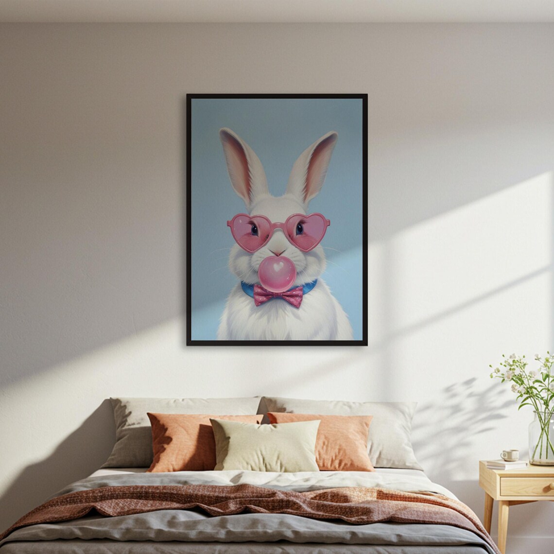 Cool Bunny Poster, Whimsical Nursery Animal Art