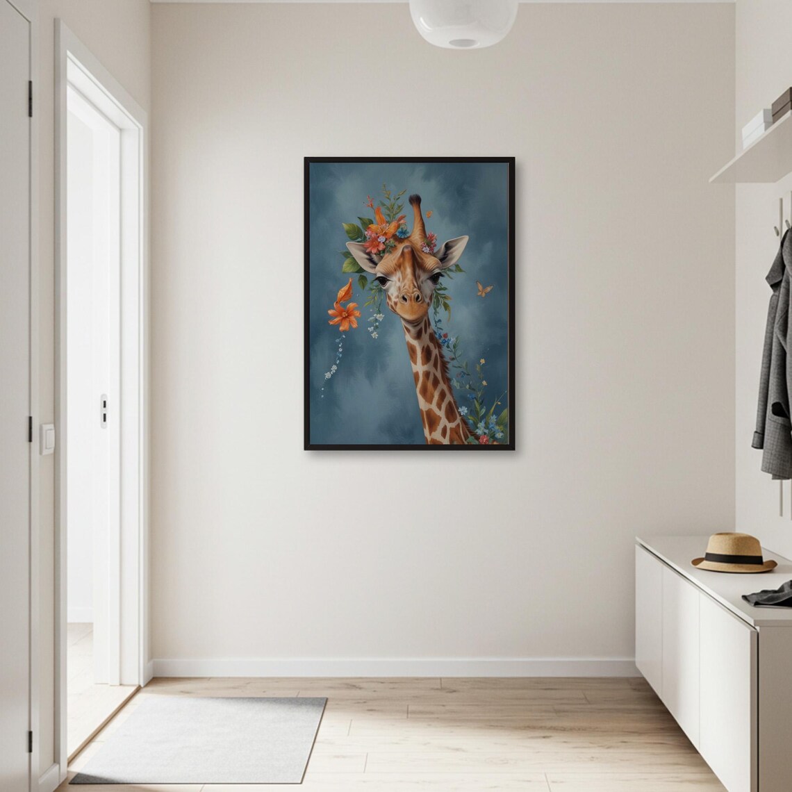 Floral Giraffe, Whimsical Botanical Nursery Decor - Image 2