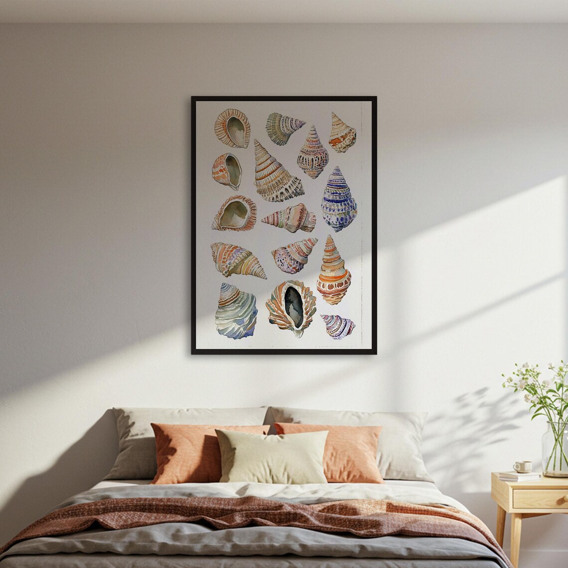 Watercolor Seashells, Coastal Beach Art Print