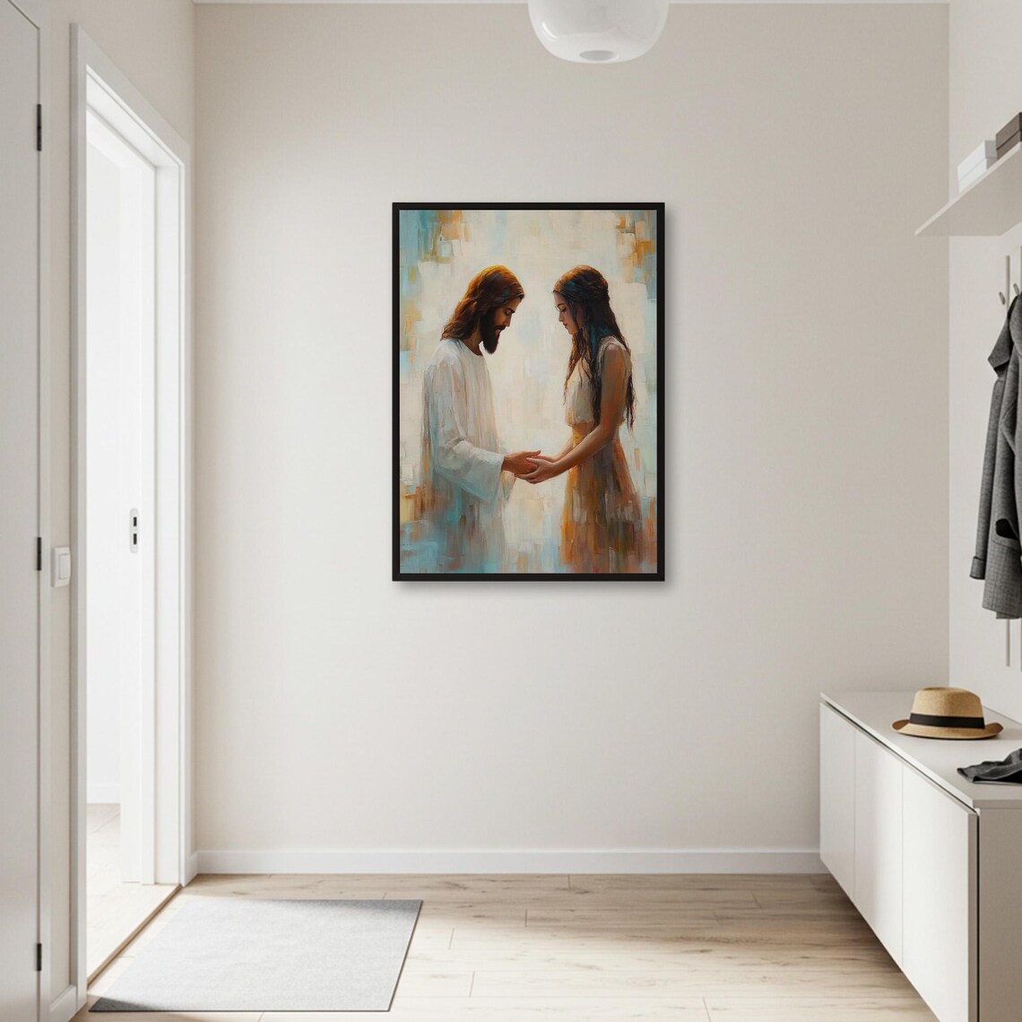 Jesus And Woman Holding Hands, Christian Faith Art Print - Image 2